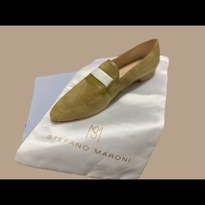 Stefano Maroni Olive and White Moccasins.